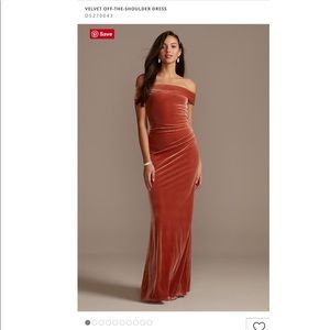 NWT Velvet Off Shoulder Gown